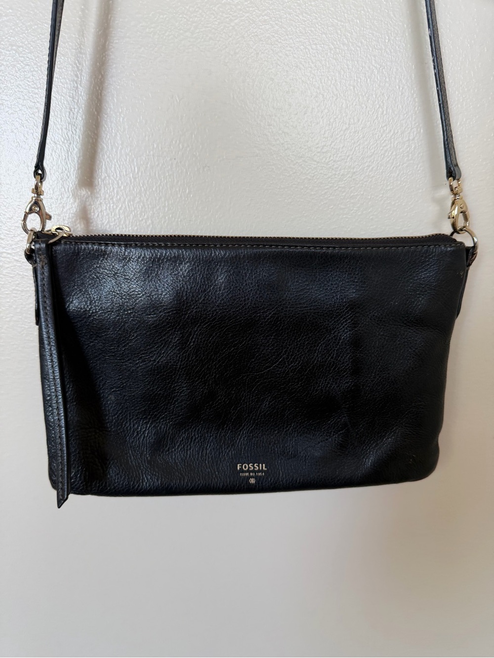 FOSSIL Black Pebbled Leather Crossbody